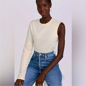 Agolde Cream asimetric T-Shirt